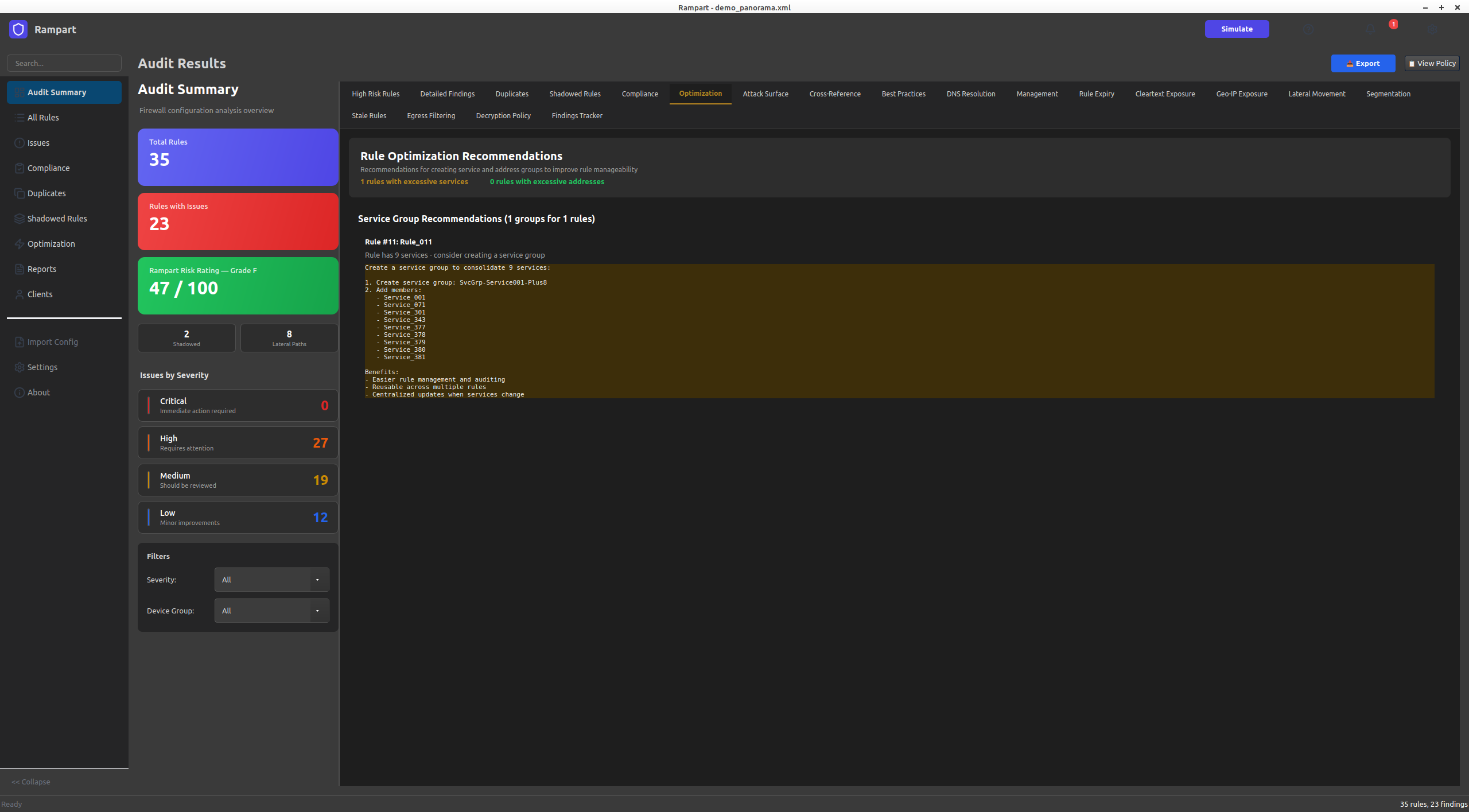Optimisation Recommendations